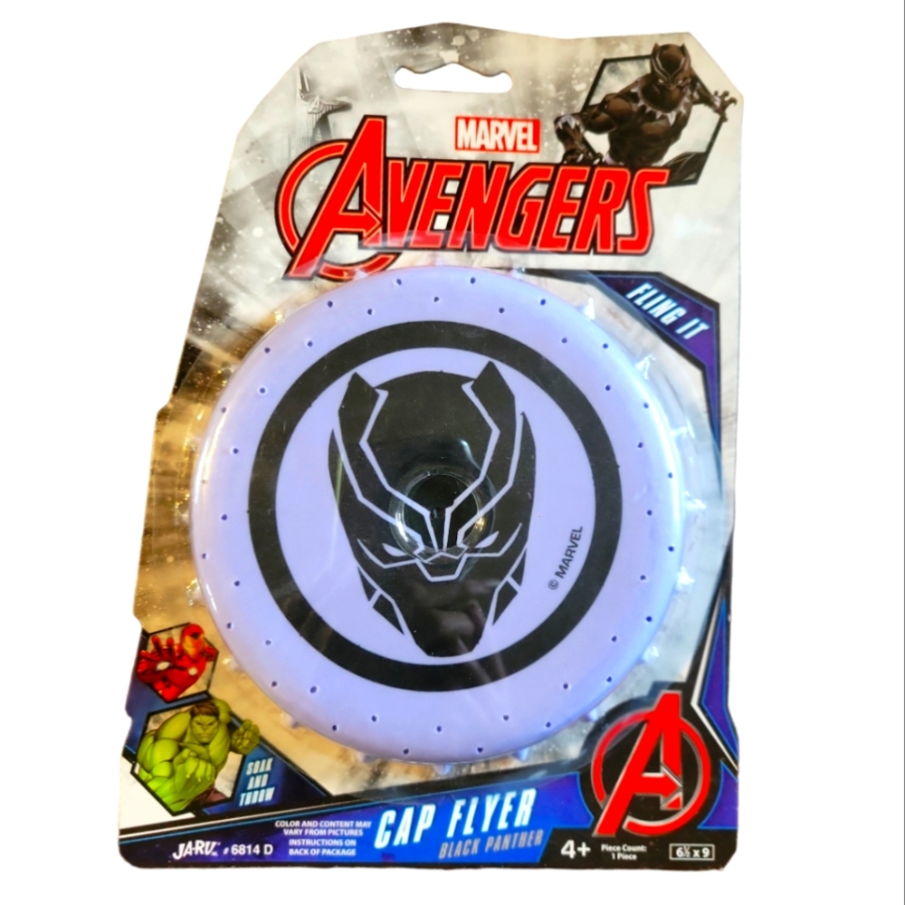 NWT Marvel Avengers Black Panther Cap Flyer Jaru Water Sports Frisbee Toy 4+